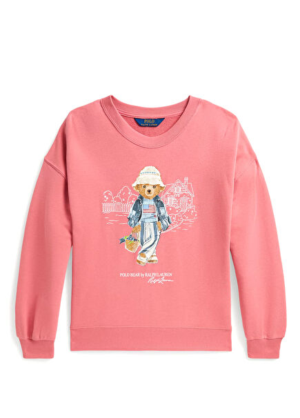 Pink Logo Detailed Girls' Sweatshirt