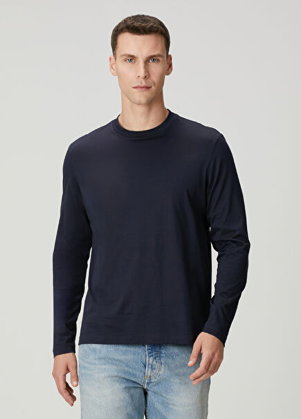 Lacivert Uzun Kollu T-shirt