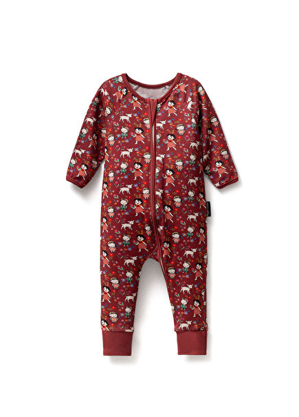 Bordo Heidi Desenli Kız Çocuk Uyku Tulumu