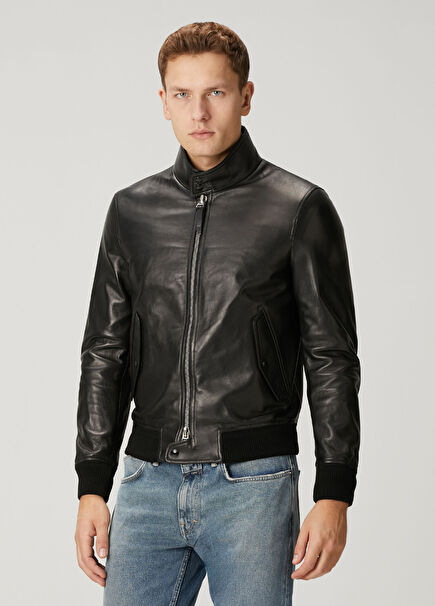 Harrington Black Leather Jacket