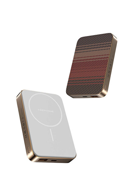 PB51 Brendy Kevlar Gün Batımı 10.000 mAh 22.5W USB 20W Type-C ve 15W Kablosuz Şarj Destekli Magsafe Uyumlu Powerbank