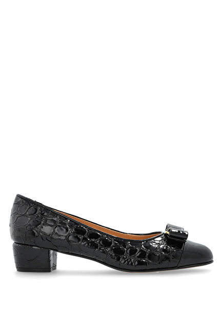 Vara Black Leather Heeled Shoes