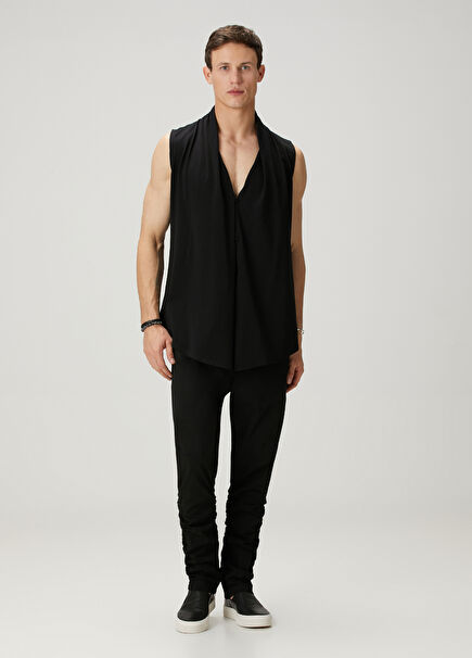 Black Waist Corded Pants