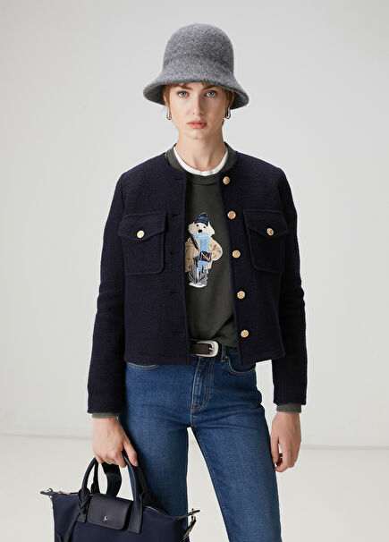 Navy Blue Wool Jacket