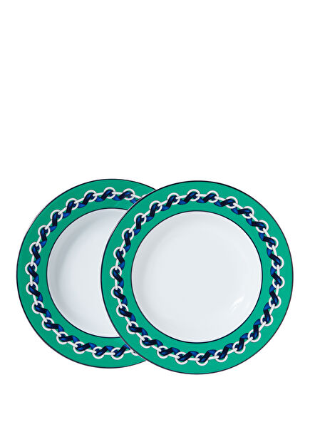 Riviera Yeşil 2li Porselen Çorba Tabağı