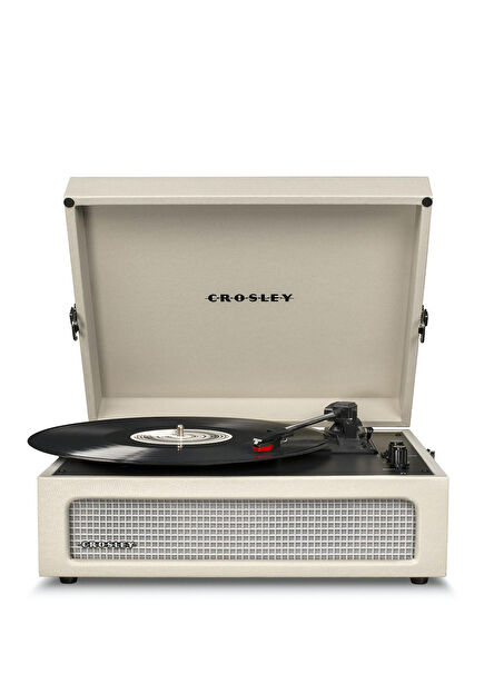 Voyager Beige Bluetooth Receiver and Portable Record Player Turntable