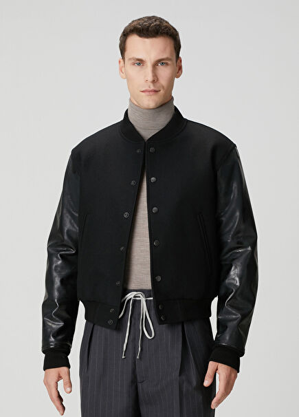 Siyah Yün Bomber Ceket