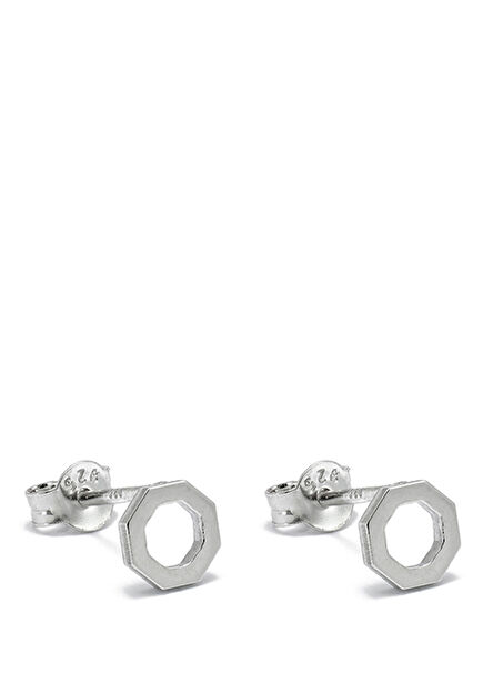 Octagonal Chain Men's Silver Earrings