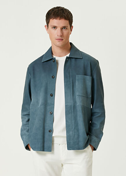 Tashır Light Blue Suede Shirt