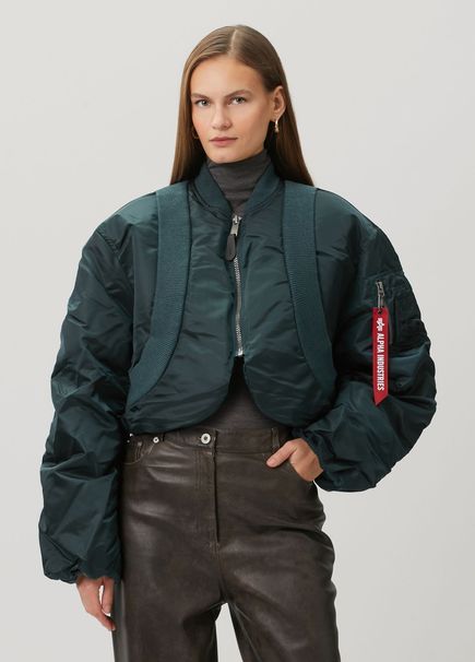 MA-1 Teal Blue Crop Jacket