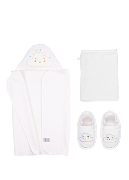 White 3-Piece Unisex Baby Towel Set