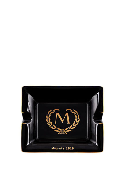 Logo Detaylı Siyah/Gold 2'li Porselen Puro Küllüğü