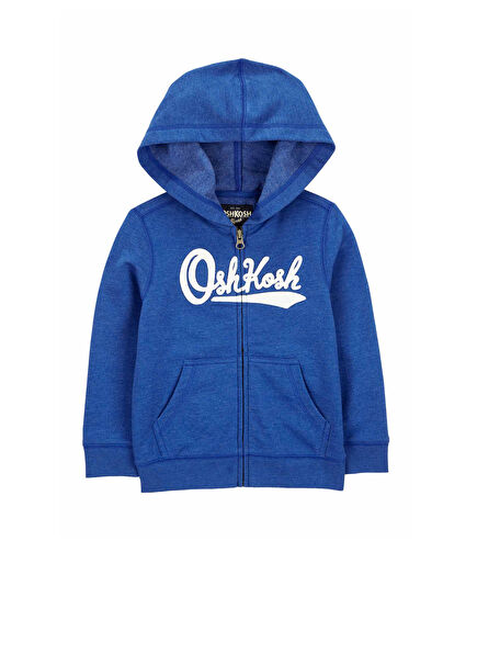 Blue Zipper Hooded Boys' Sweatshirt