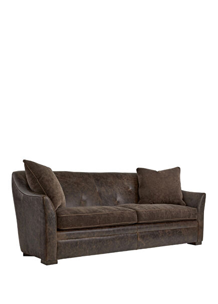 Brixton Brown Leather Triple Sofa Sofa