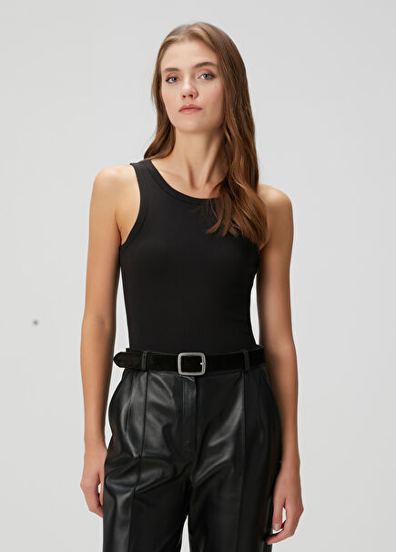 Siyah Bisiklet Yaka Ribli Atlet