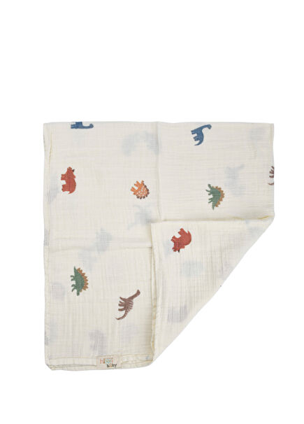 Dinazor Desenli Çift Kat Müslin Bebek Çocuk Yatak Örtüsü