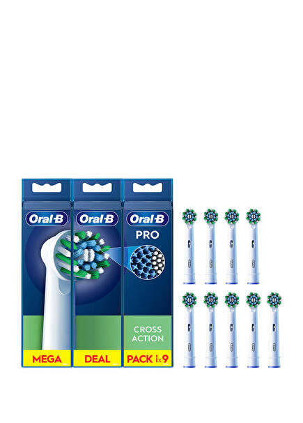 EB50 Pro Cross Action 9'lu Beyaz Diş Fırçası Yedek Başlığı