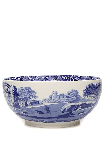 Blue Italian Porcelain Salad Serving Bowl