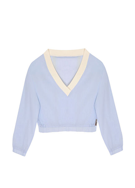 Vale Mavi V Yaka Kadın Sweatshirt