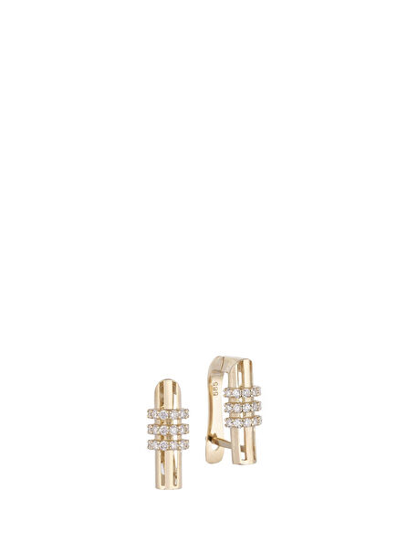 Rectangular Diamond Stone 14K Gold Unisex Earrings