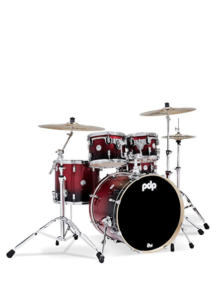 PDP Drums Concept Maple 5 Track 22" Acoustic Drums (Red To Black Sparkle Fade)