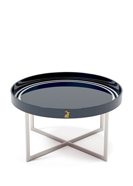 Navy Blue White Lacquered Coffee Table