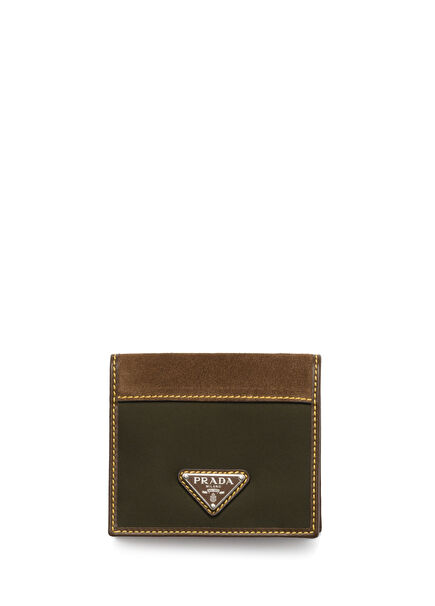 Green Re-Nylon and Leather Men's Wallet
