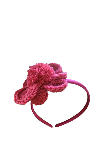 Flower Ponpon Fuşya Kız Çocuk Taç