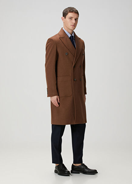 Brown Wool Double-Breasted Coat