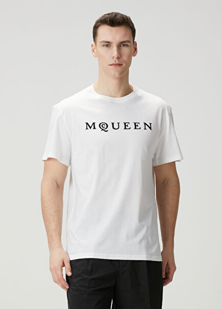 White Logo Printed T-Shirt