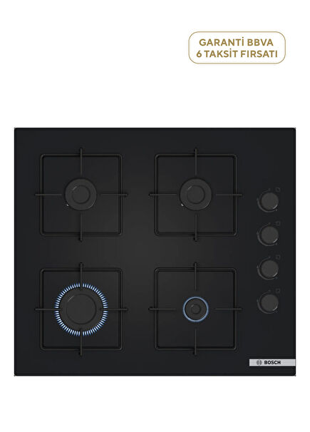 POP6C6P30O Serie 4 Black Glass Built-in Cooktop