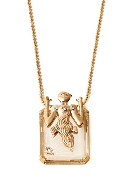 Birdman Crystal Gold Necklace