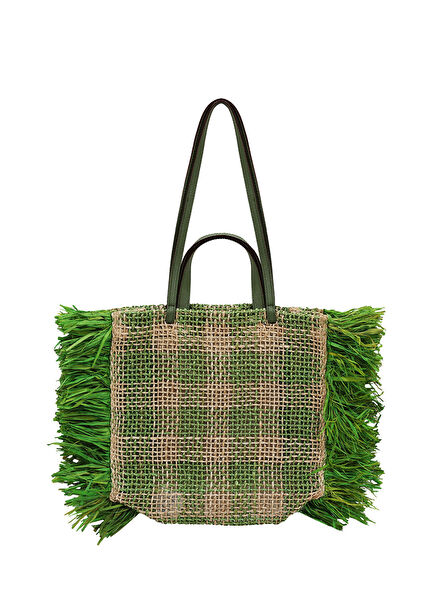 Calypso Green Hasır Püsküllü Kadın Tote Çanta