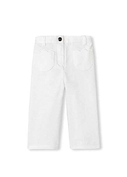 White Cotton Fabric Baby Girl Pants