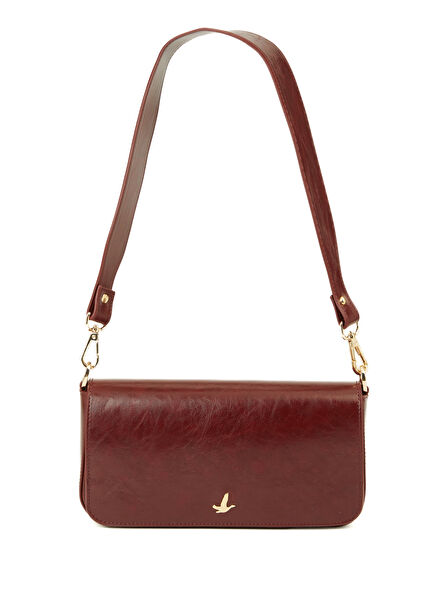 Women's Shoulder Bag With Burgundy Logo