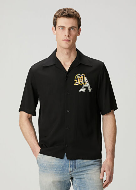 Black Patch Detail Short Sleeve Shirt