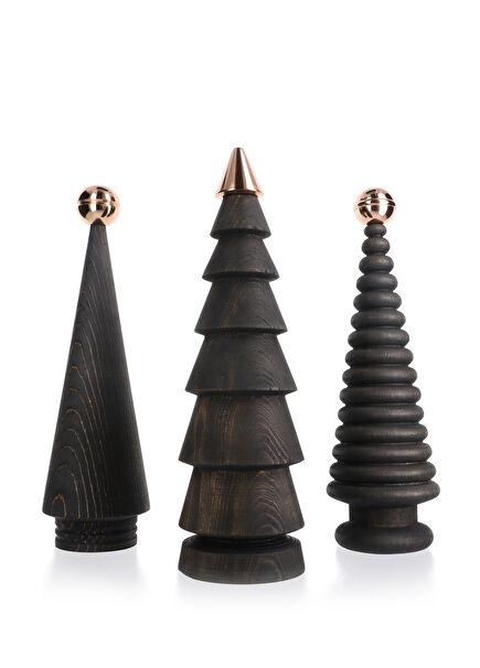 Maxi Copper Detailed Wooden Christmas Tree Set