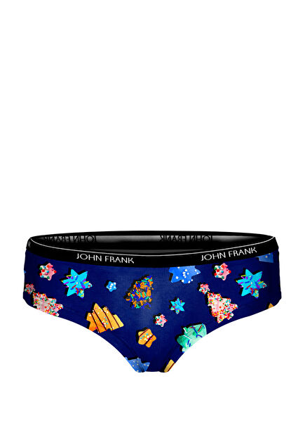 Lacivert Digital Figür Desenli Kadın Külot