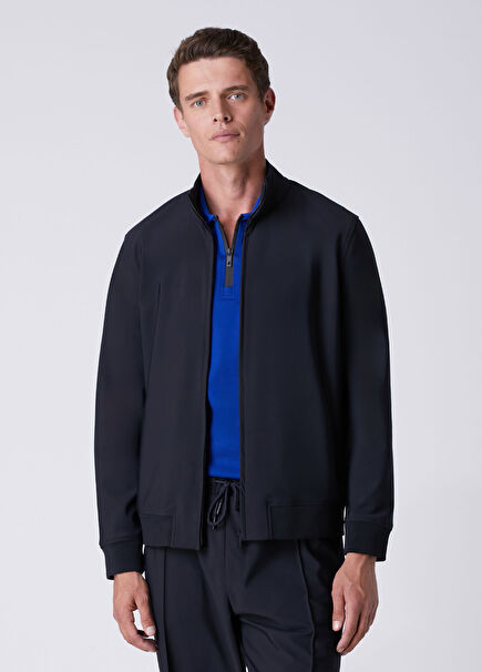 Lacivert Bonded Teknik Sweatshirt