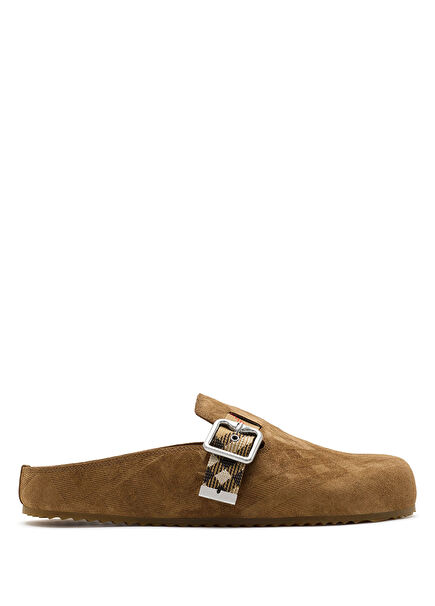 Check Suede Urchin Clogs Women's Brown Slippers