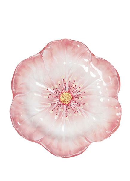 Botanica Pembe Çiçek Desenli Melamin Büyük Servis Tabağı 40,5 cm