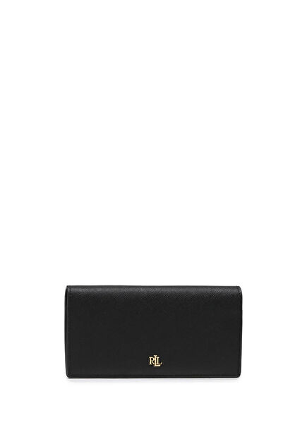 Black Logo Detailed Women's Leather Wallet