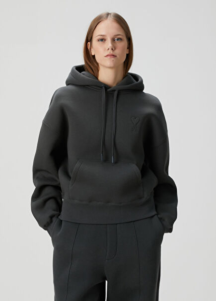 Antrasit Kapüşonlu Sweatshirt