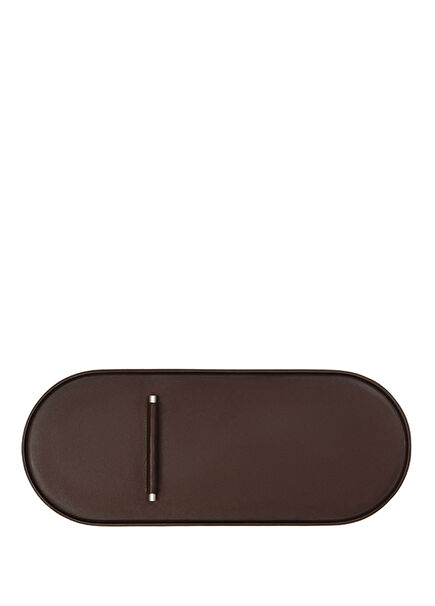 Plato Brown Leather Oval No.05 Organizer Tray