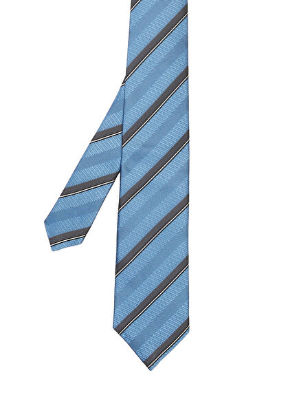 Silk Tie With Blue Verev Pattern