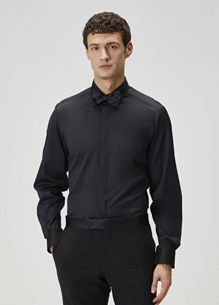 Classic Fit Black Tuxedo Shirt