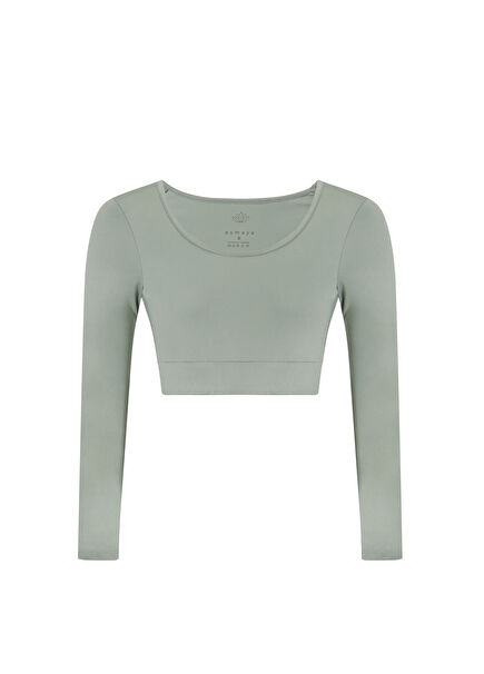 Light Green Long Sleeve Women's Crop Sports Body