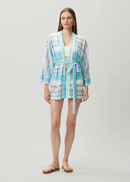 Telina Turquoise Patterned Kimono