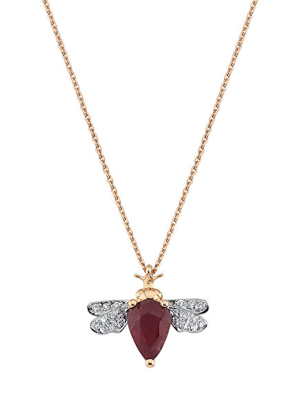 Queen Bee Kadın Yakut Pırlanta Altın Kolye