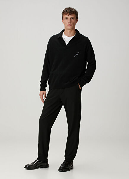 Black Waist Corded Trousers